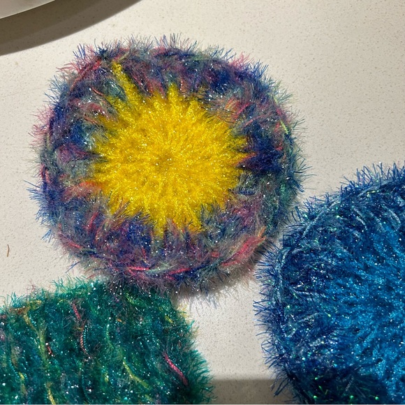 Crochet Sparkly Kitchen Scrub Sponge for Dishes- Set of 2 - Picture 8 of 12